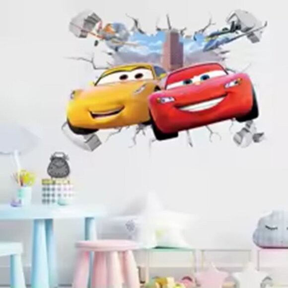 3D Broken wall Lightning McQueen & Cruz Ramirez Wall Sticker - Picture 6 of 10